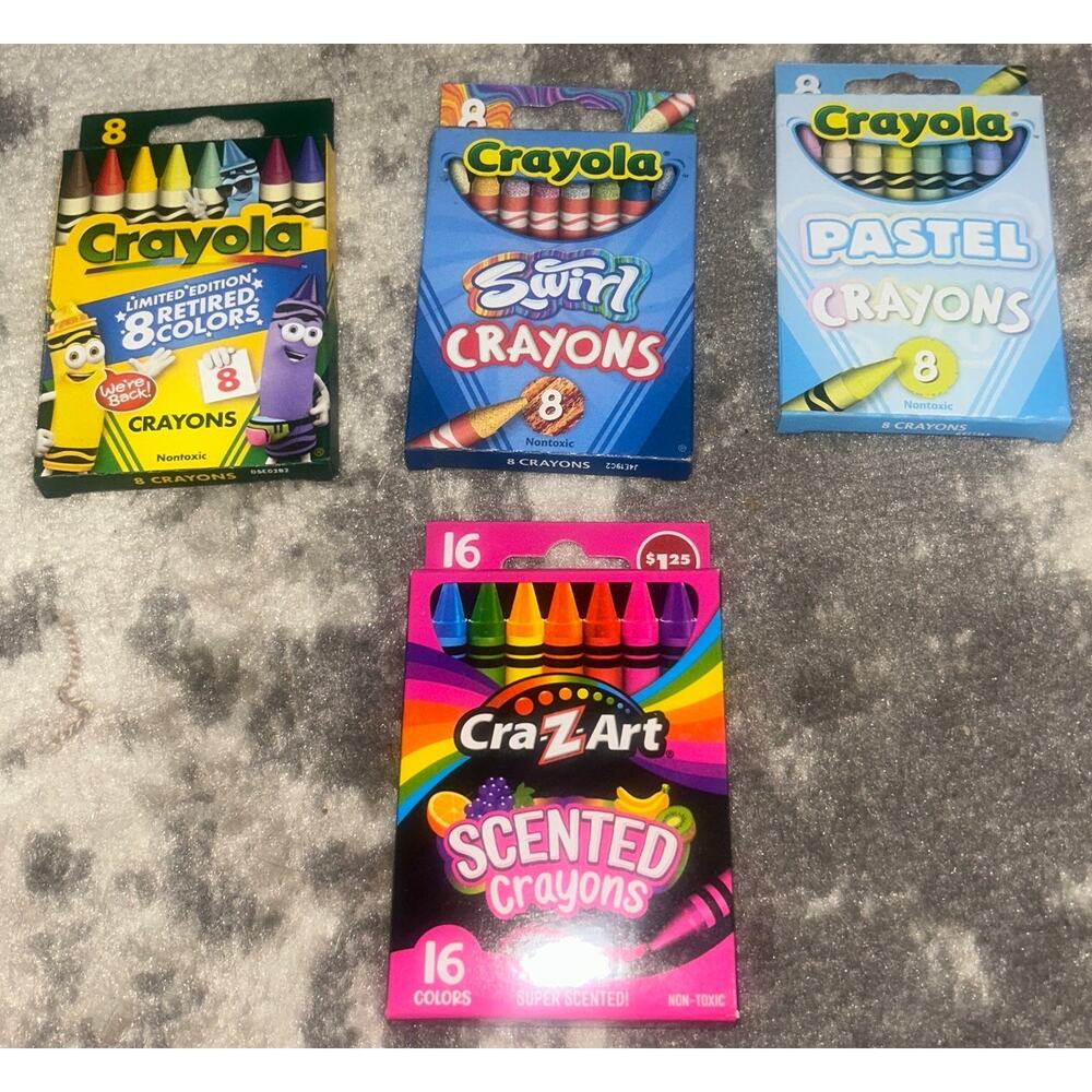 Crayola Crayon Sets (4) Retro Colors, Swirl, Scented, Patel (NEW)